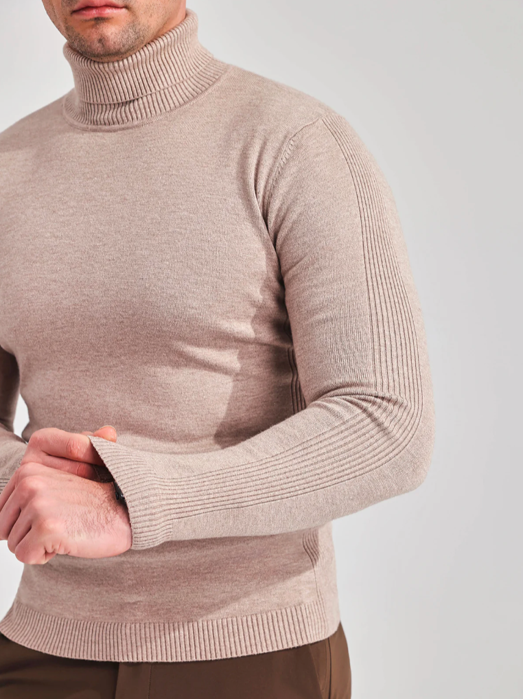 Men's Slim Fine-Knit Turtleneck Pullover for Blazer Layering