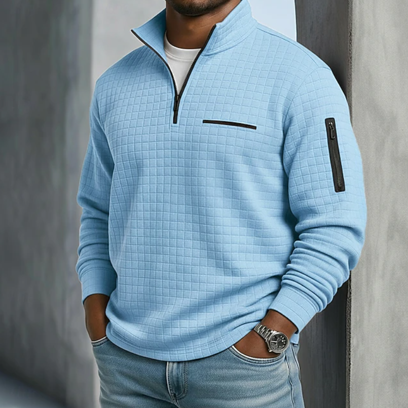 Men's Long Sleeve Textured Waffle Knit Pullover