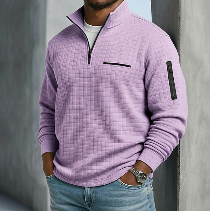 Men's Long Sleeve Textured Waffle Knit Pullover