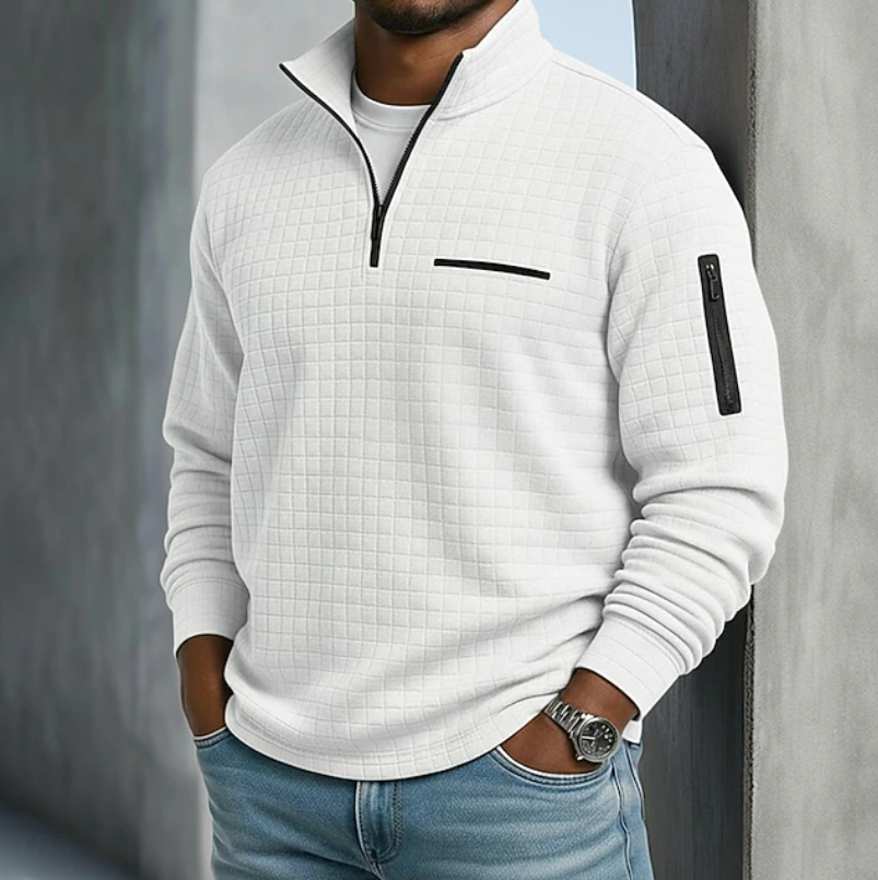 Men's Long Sleeve Textured Waffle Knit Pullover