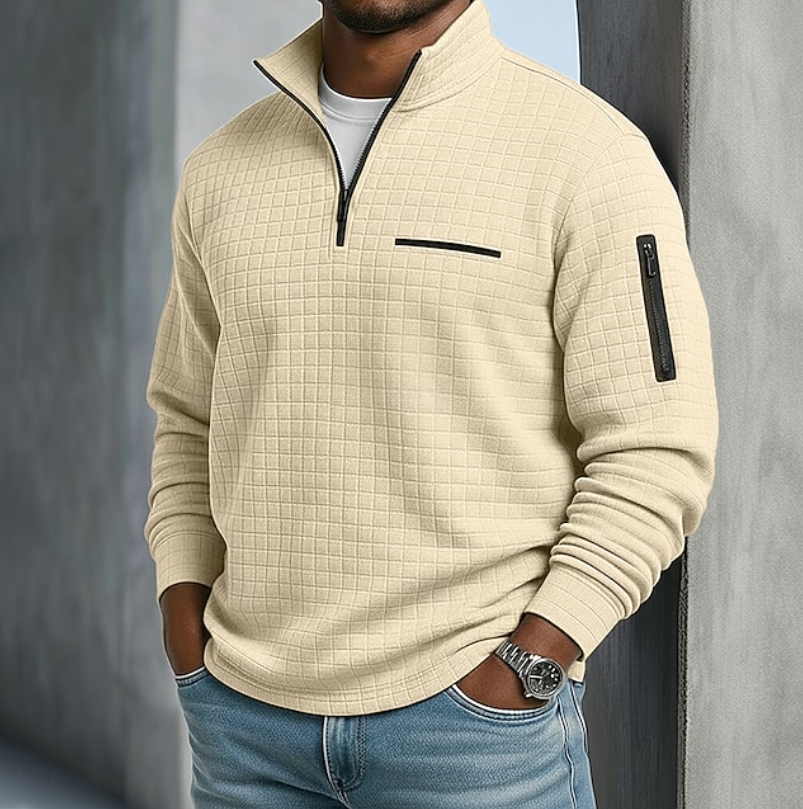 Men's Long Sleeve Textured Waffle Knit Pullover