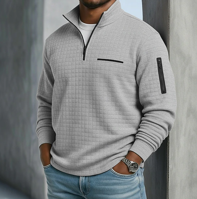 Men's Long Sleeve Textured Waffle Knit Pullover