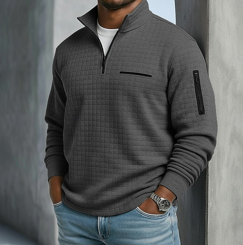 Men's Long Sleeve Textured Waffle Knit Pullover