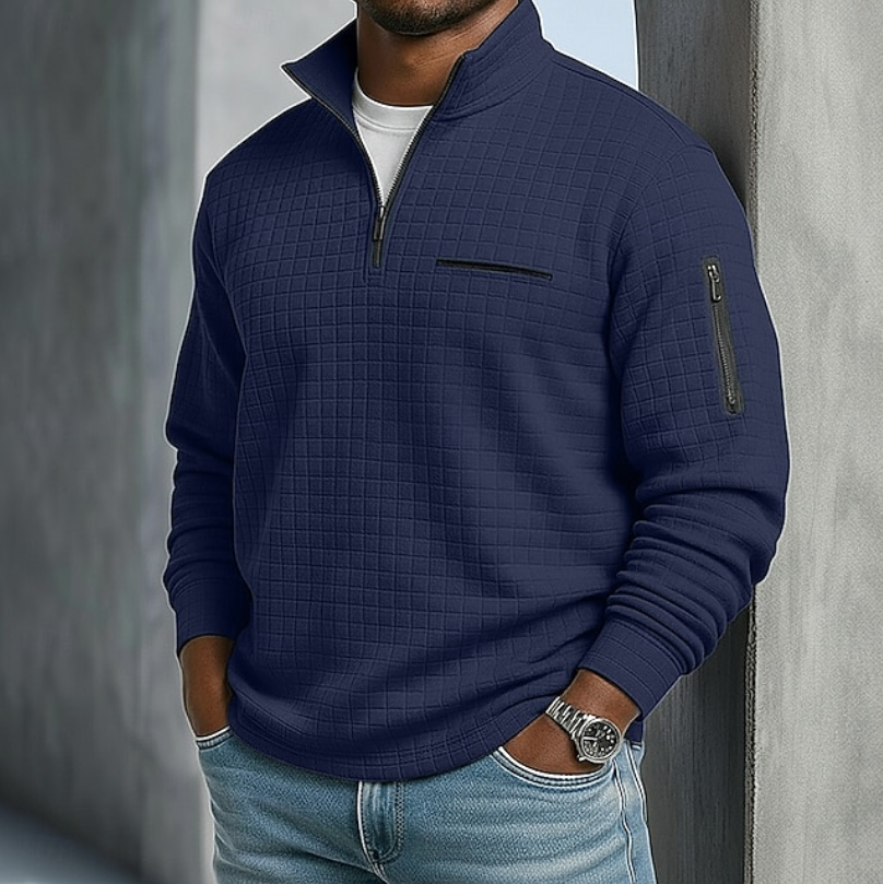 Men's Long Sleeve Textured Waffle Knit Pullover