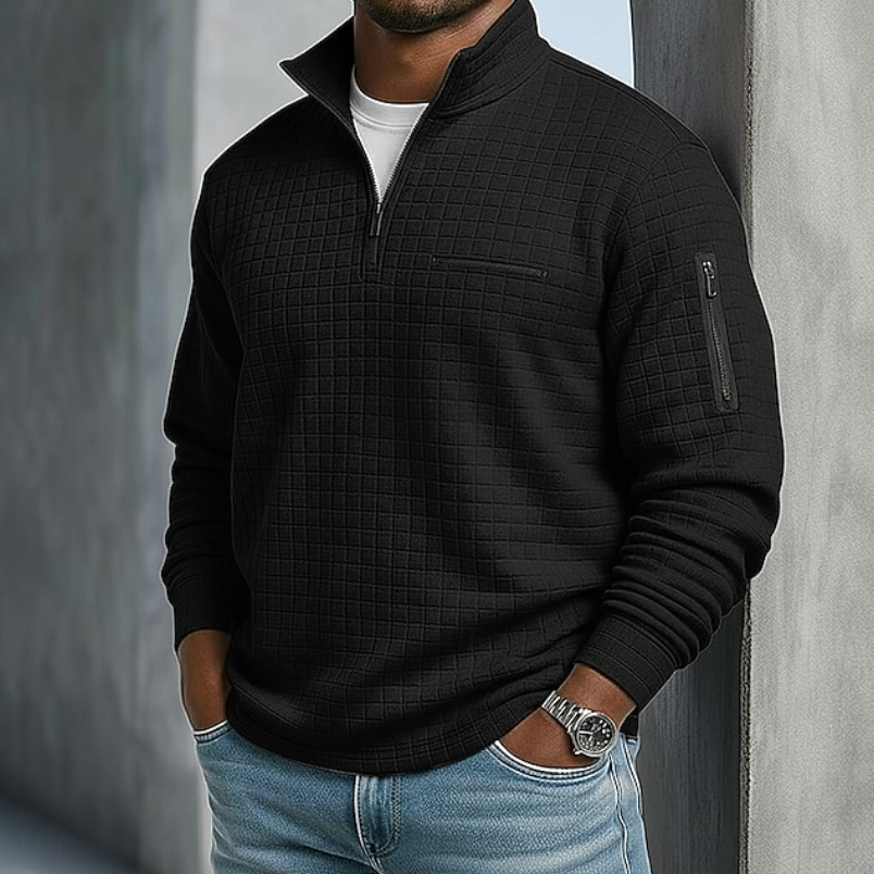 Men's Long Sleeve Textured Waffle Knit Pullover