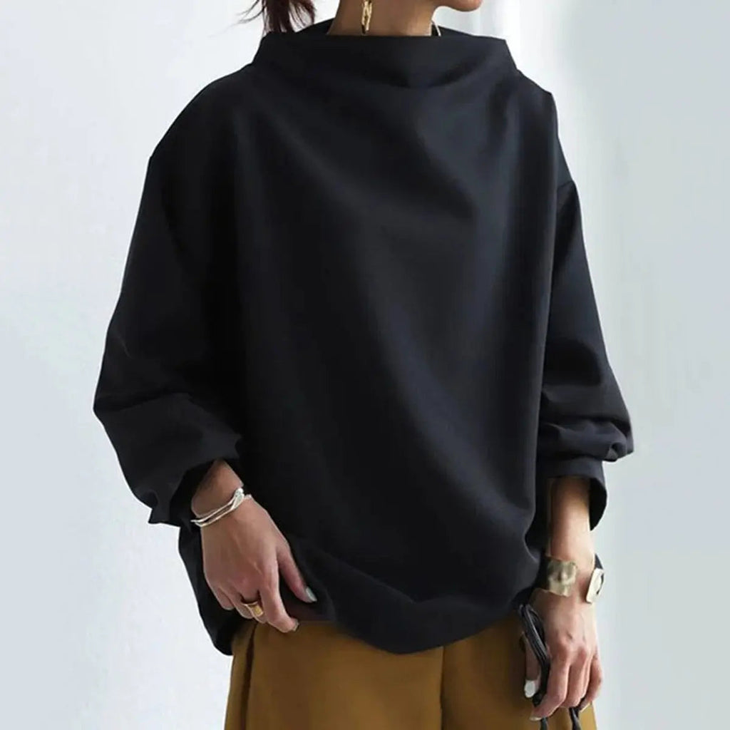 Women's Roomy Folded Roll Neck Soft Knit Pullover