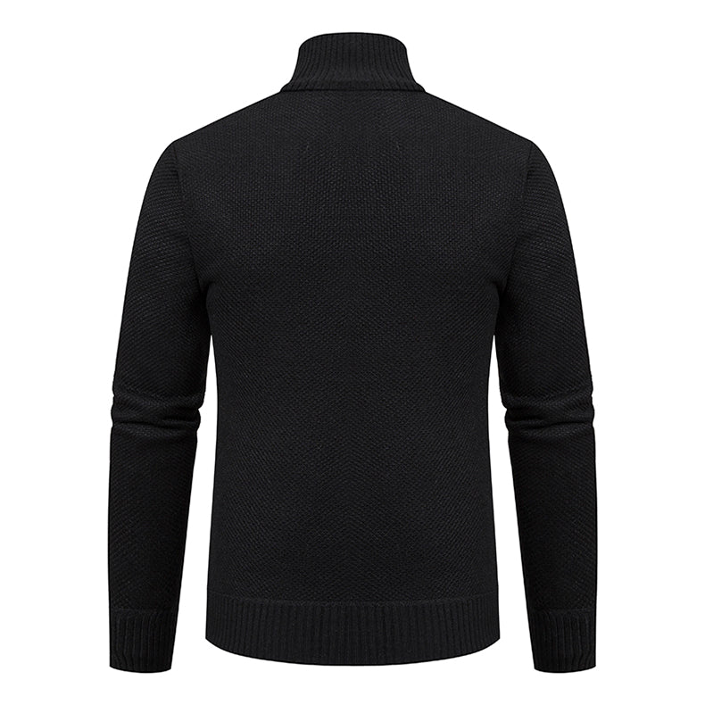 Men's Side Pocket Zip-Front Textured Knit Sweater Cardigan