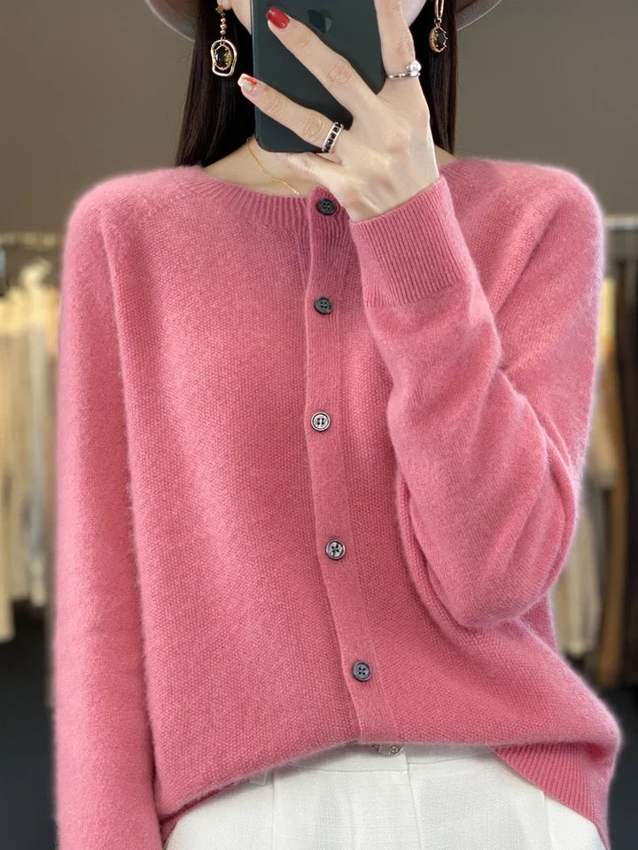 Women's Relaxed Cardigan with Neat Button Front