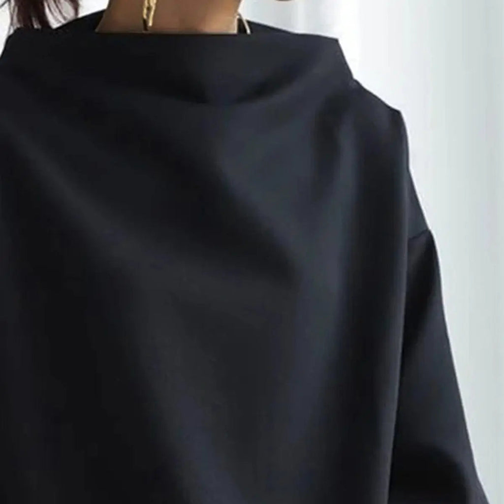 Women's Roomy Folded Roll Neck Soft Knit Pullover
