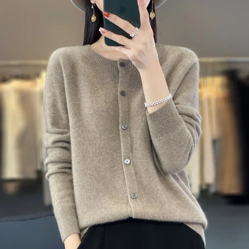 Women's Relaxed Cardigan with Neat Button Front