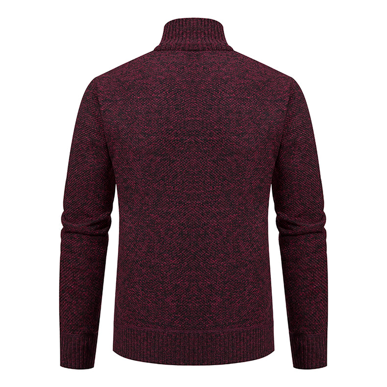 Men's Side Pocket Zip-Front Textured Knit Sweater Cardigan