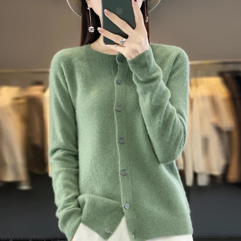 Women's Relaxed Cardigan with Neat Button Front