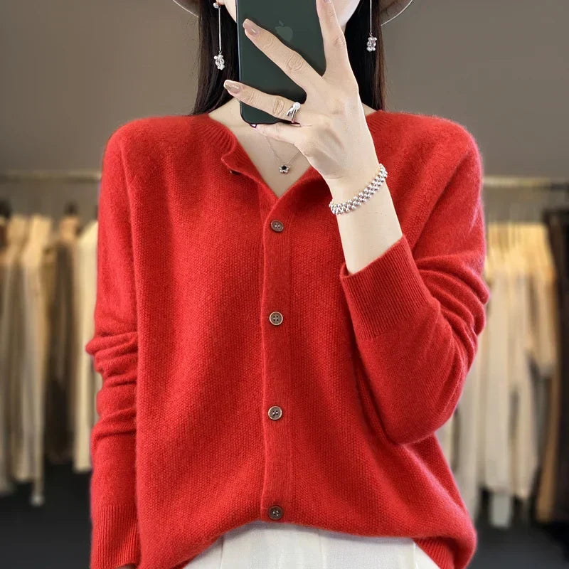 Women's Relaxed Cardigan with Neat Button Front