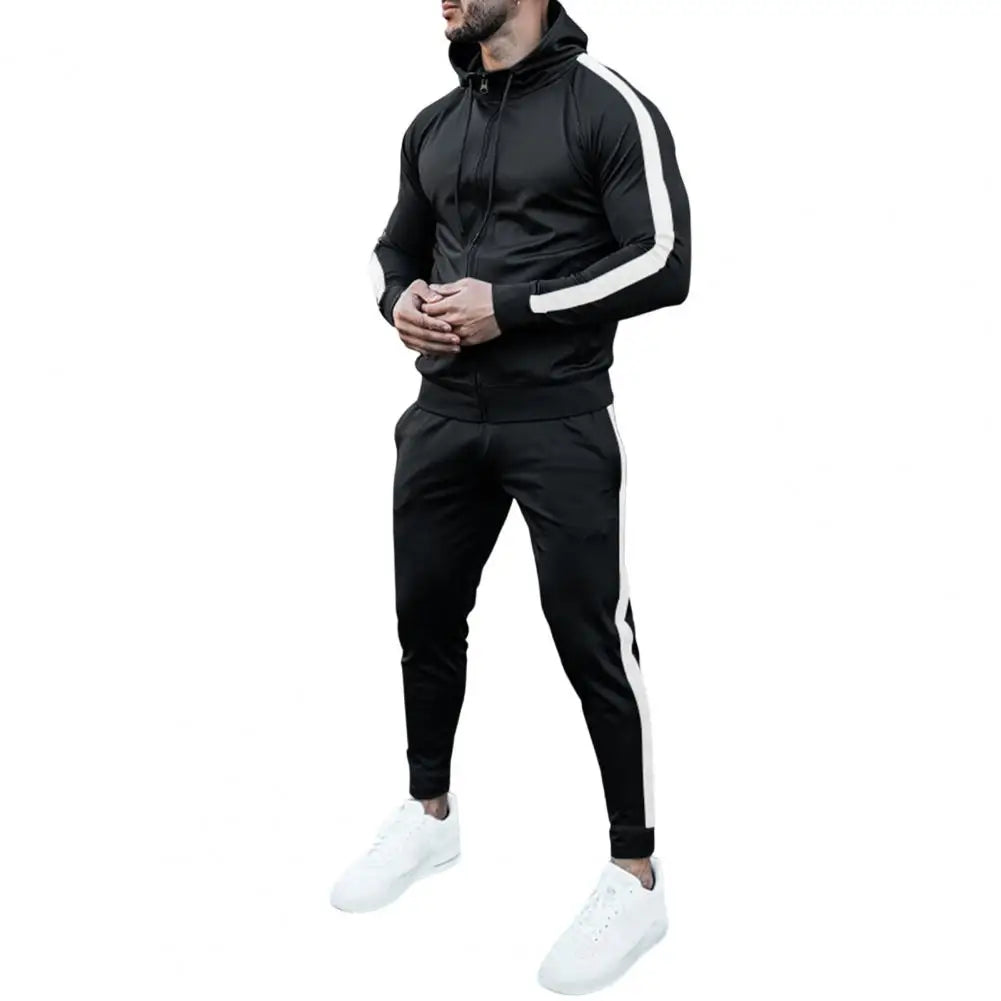 Men's Side Stripe Zip Jacket Pants Sweatsuit