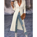 Women's V-Neck Longline Lightweight Button Jacket