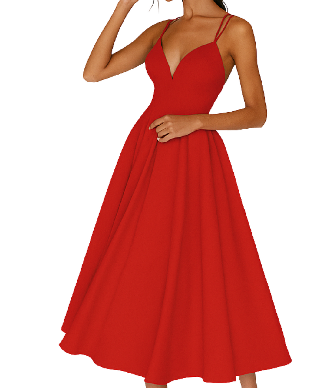 Women's Fitted Bodice Swing Skirt Cocktail Midi Dress