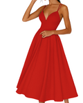Women's Fitted Bodice Swing Skirt Cocktail Midi Dress