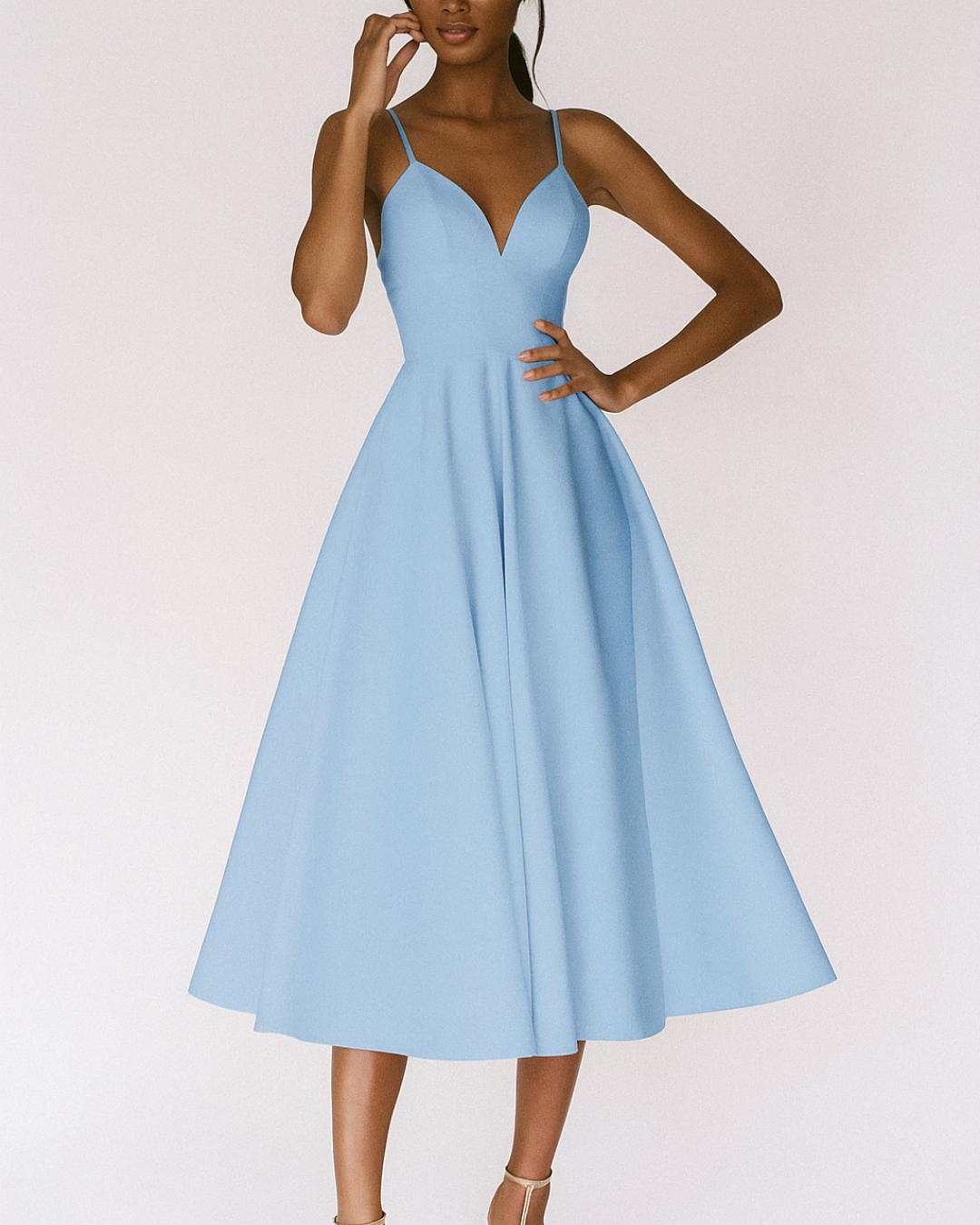 Women's Fitted Bodice Swing Skirt Cocktail Midi Dress