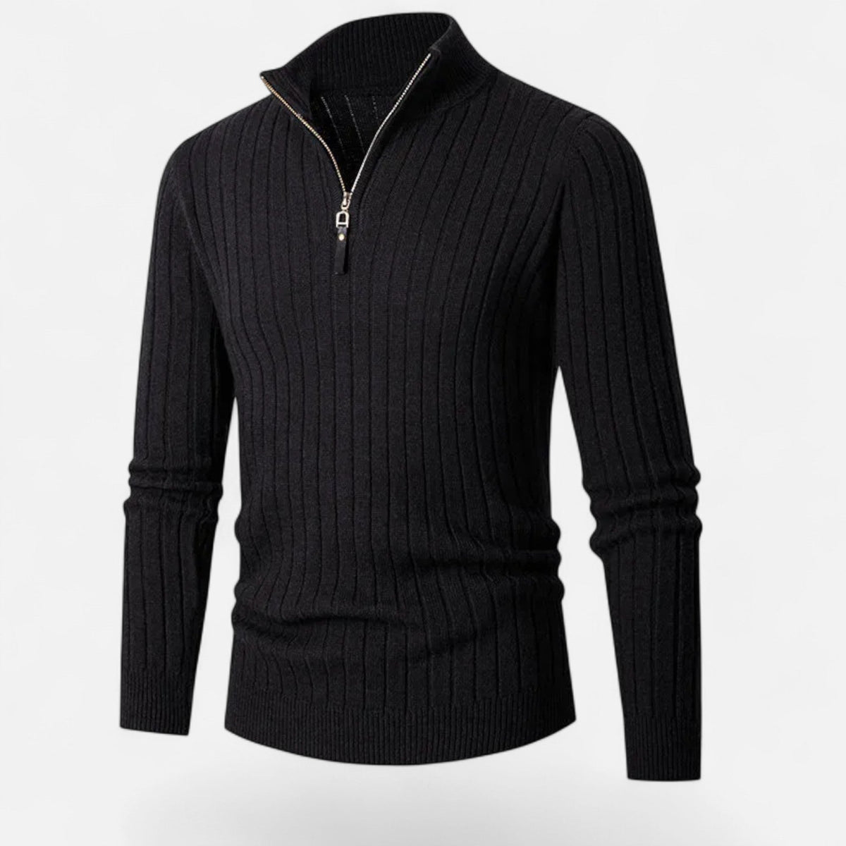 Men's Vertical Bar Pattern Half-Zip Knit Pullover