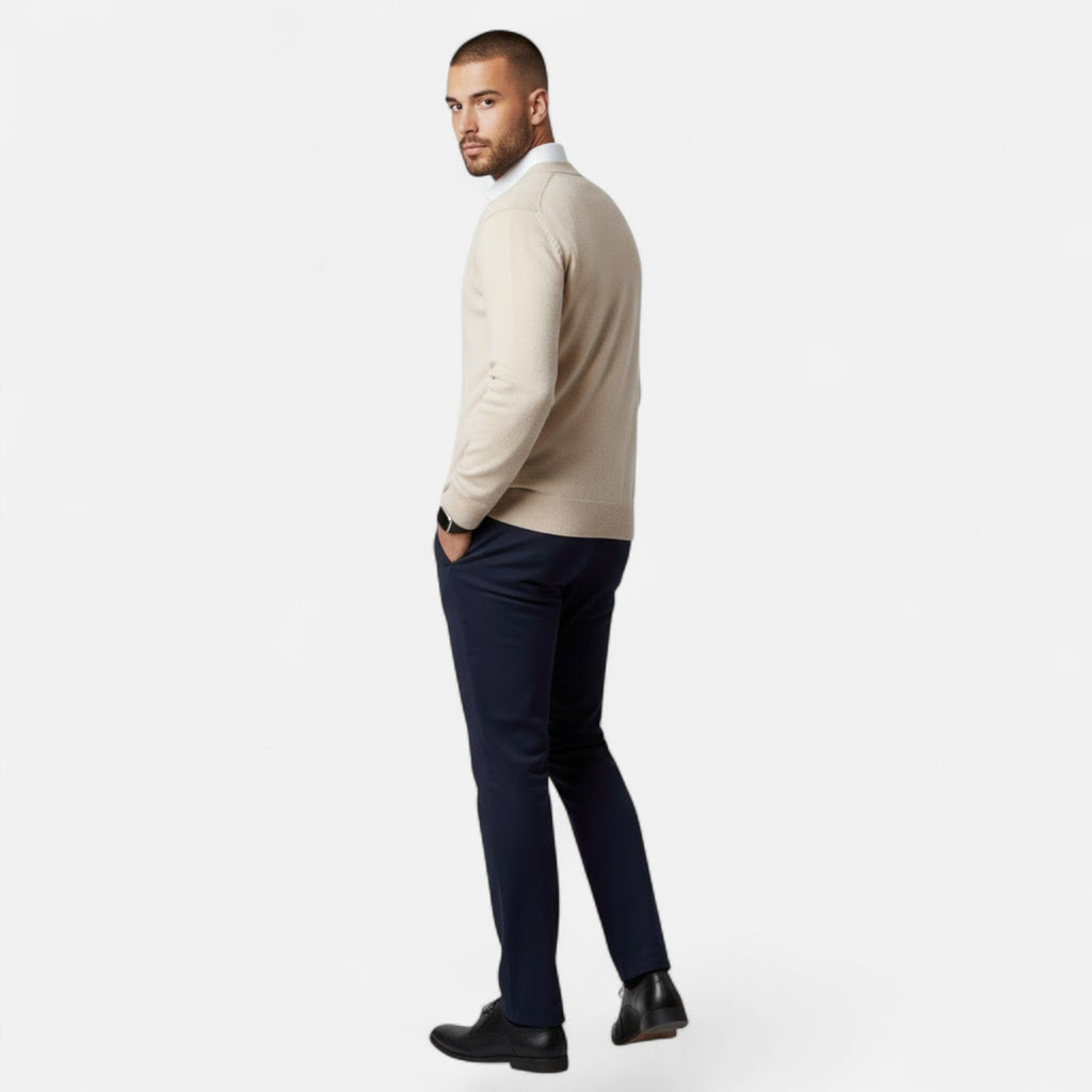 Men's Loose Fit Lightweight Wool-Blend V-Neck Knit Cardigan