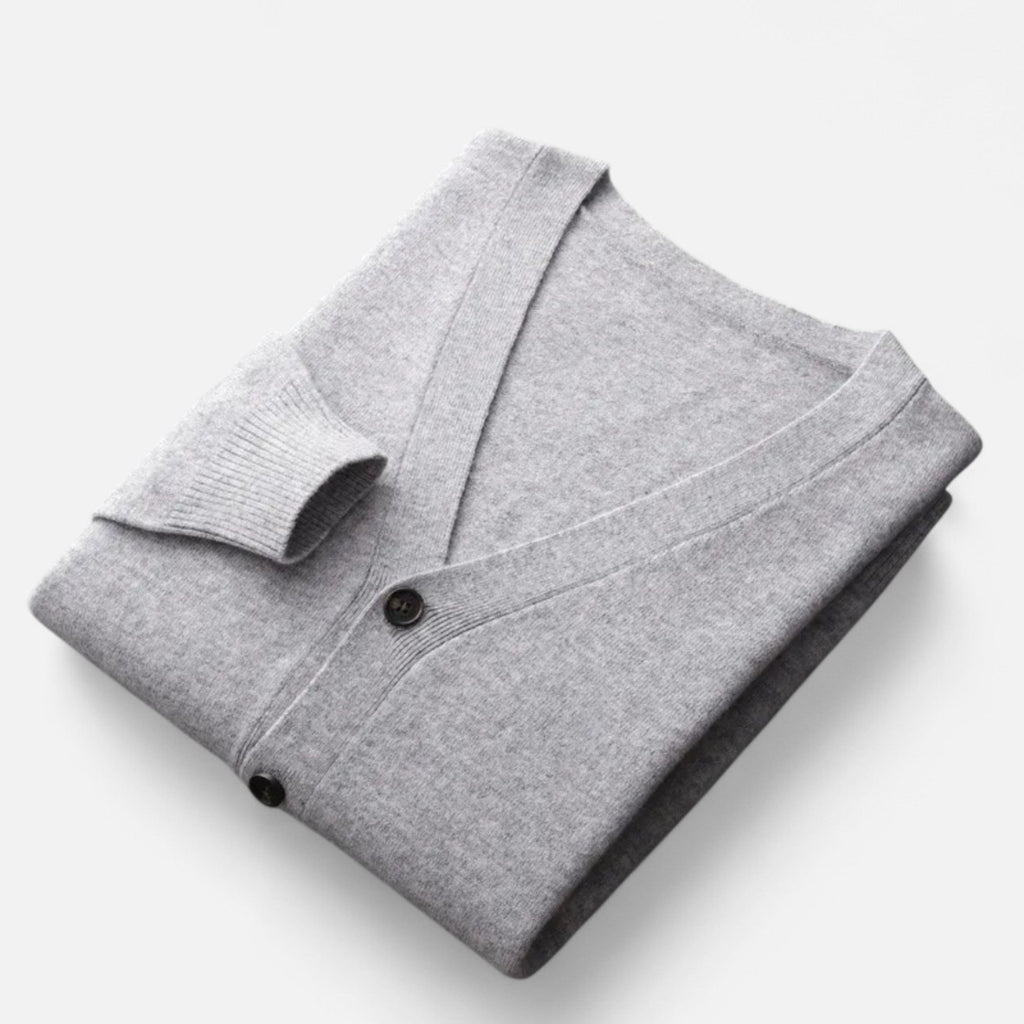 Men's Loose Fit Lightweight Wool-Blend V-Neck Knit Cardigan