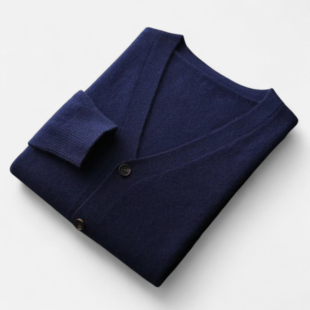 Men's Loose Fit Lightweight Wool-Blend V-Neck Knit Cardigan