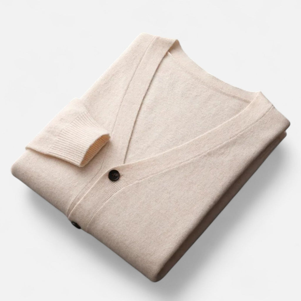 Men's Loose Fit Lightweight Wool-Blend V-Neck Knit Cardigan