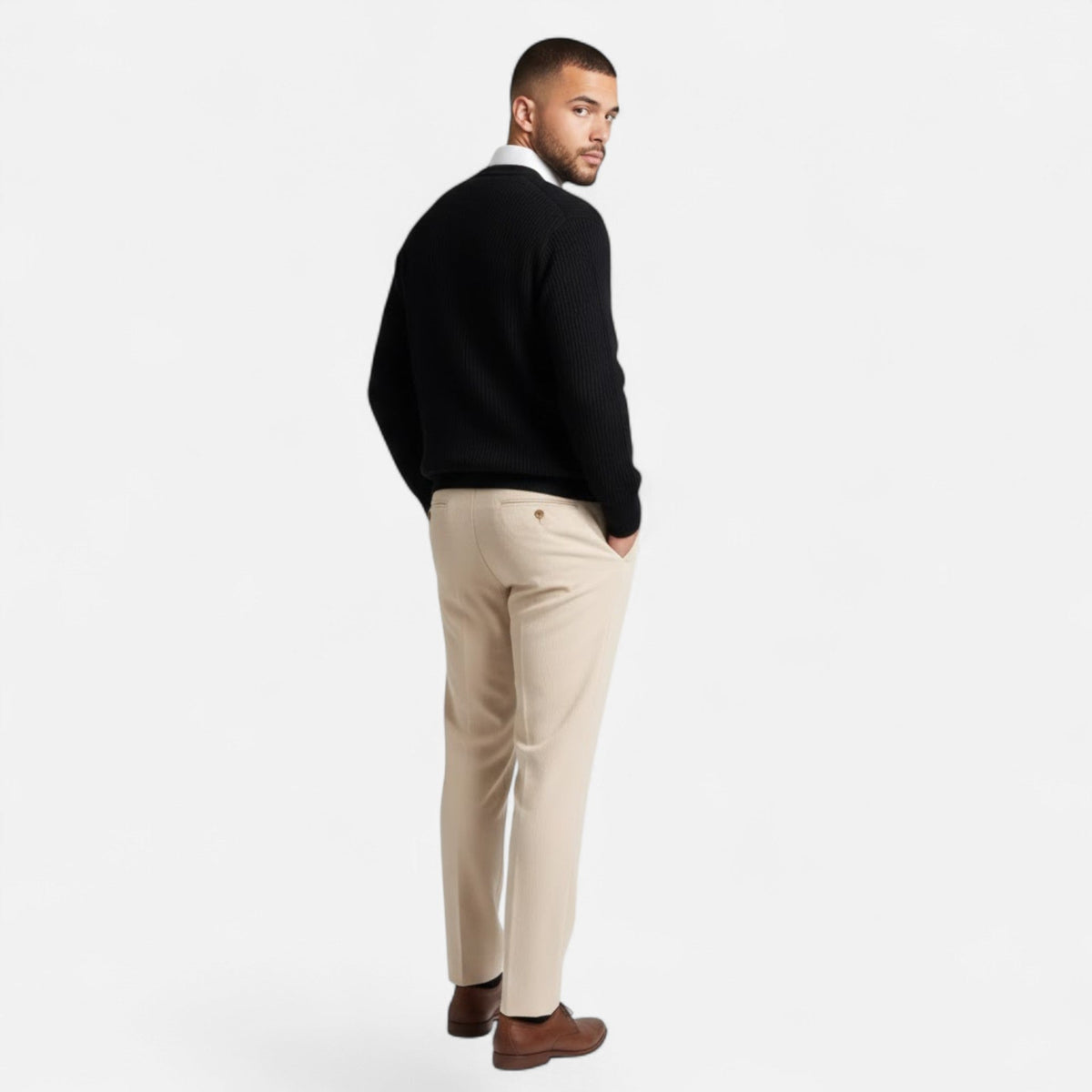 Men's Loose Fit Lightweight Wool-Blend V-Neck Knit Cardigan