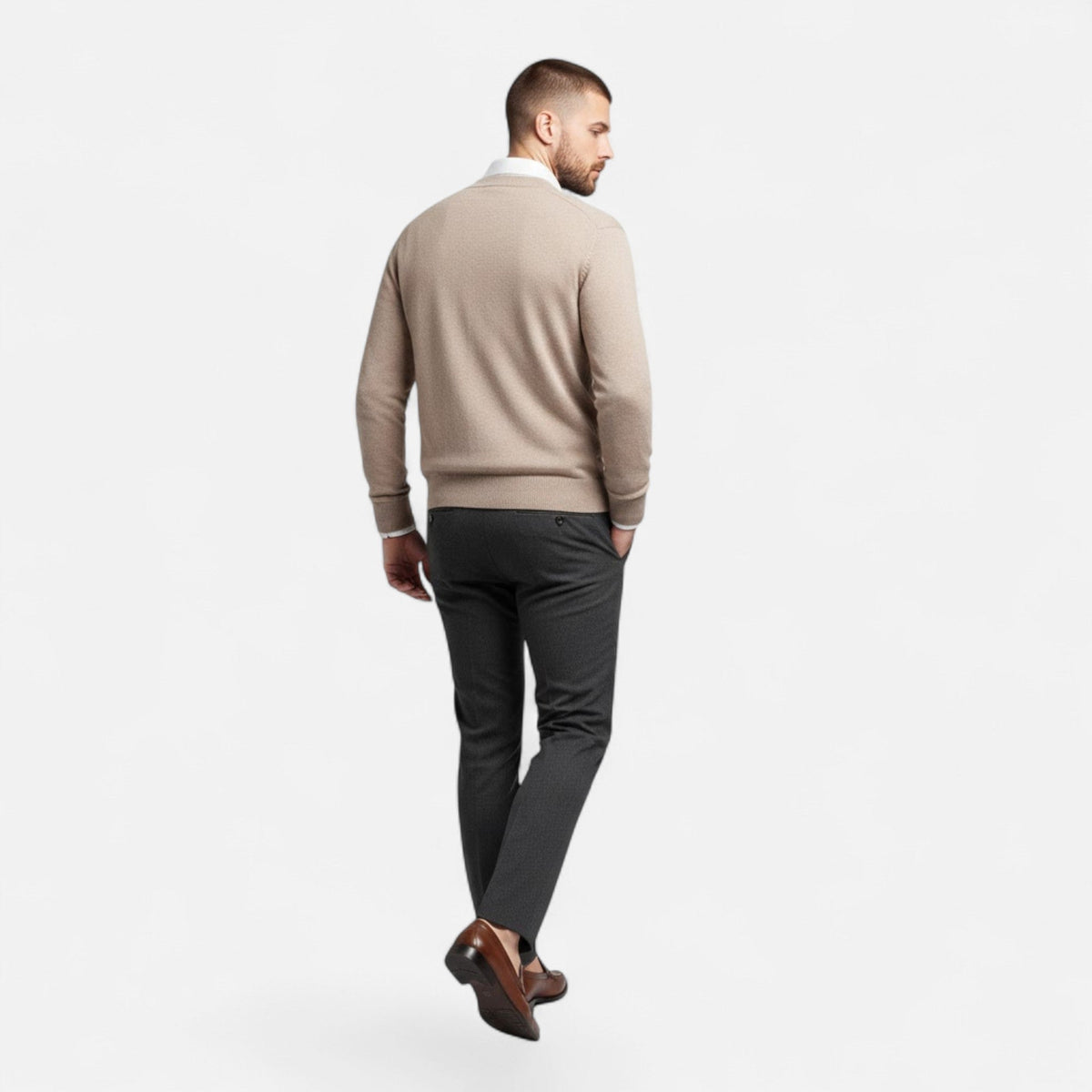 Men's Loose Fit Lightweight Wool-Blend V-Neck Knit Cardigan