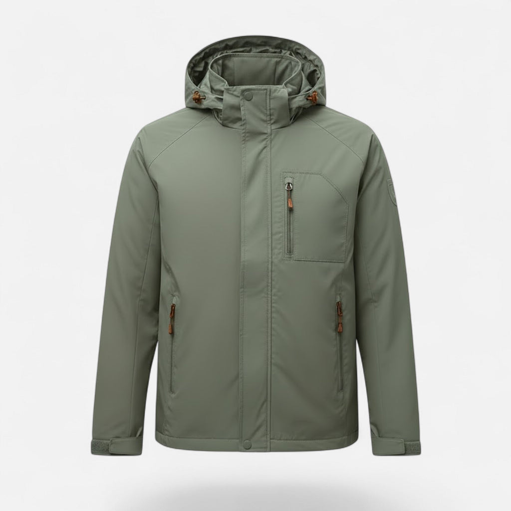 Men's Single-Tone Outdoor Coat with Stand Collar