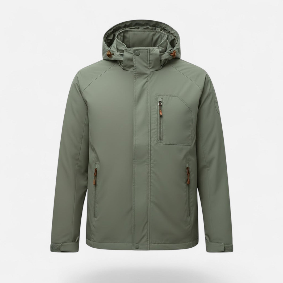 Men's Single-Tone Outdoor Coat with Stand Collar