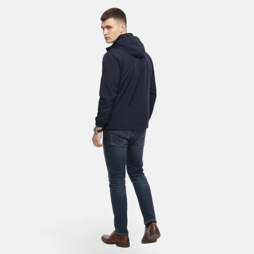 Men's Single-Tone Outdoor Coat with Stand Collar