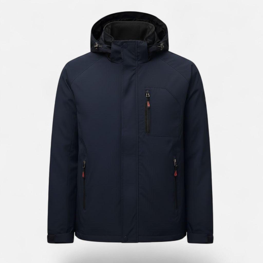 Men's Single-Tone Outdoor Coat with Stand Collar