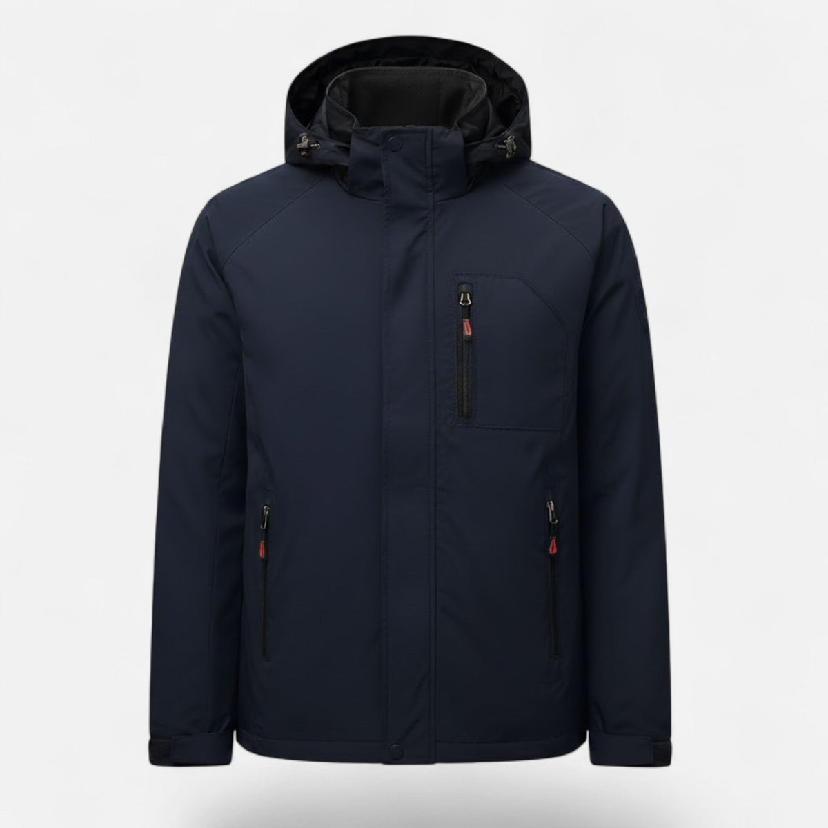 Men's Single-Tone Outdoor Coat with Stand Collar