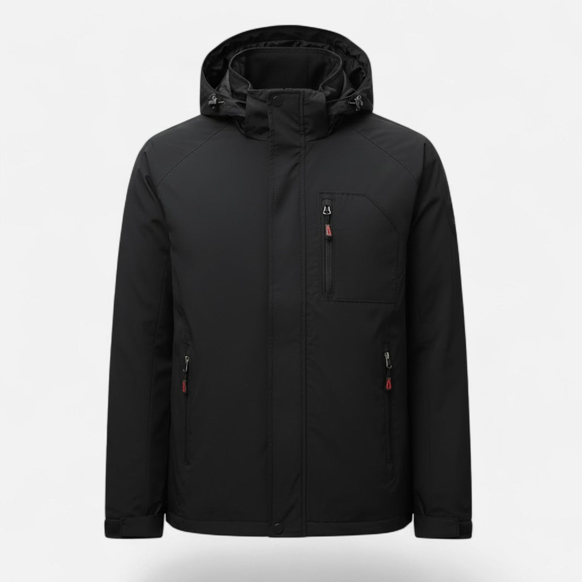 Men's Single-Tone Outdoor Coat with Stand Collar