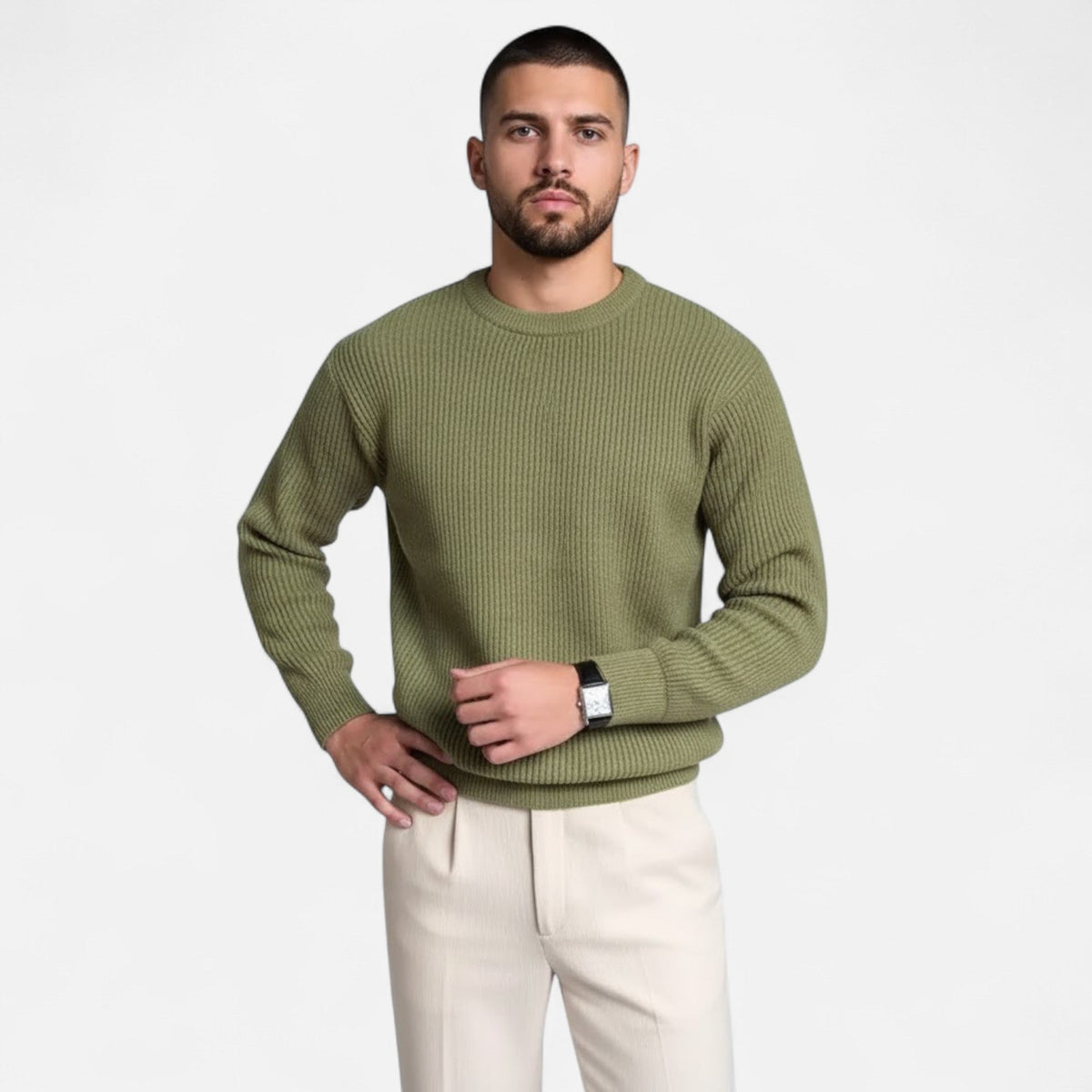 Men's Thick Heavyweight Loose Silhouette Knit Pullover