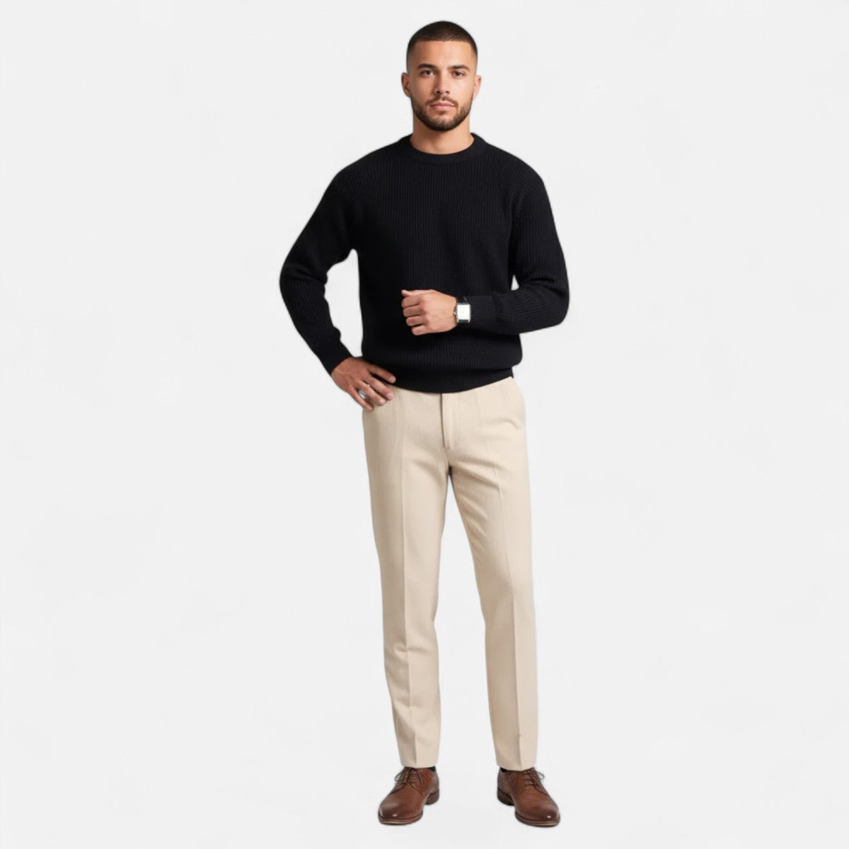 Men's Thick Heavyweight Loose Silhouette Knit Pullover