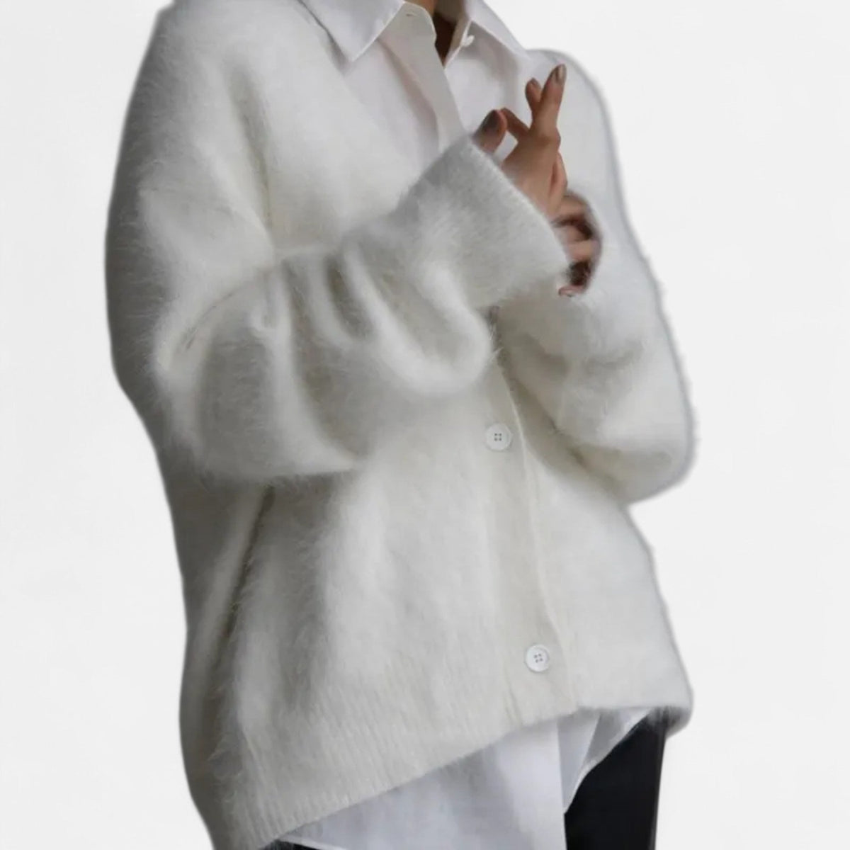 Women's Front-Button Loose Deep V-Neck Knit Cardigan