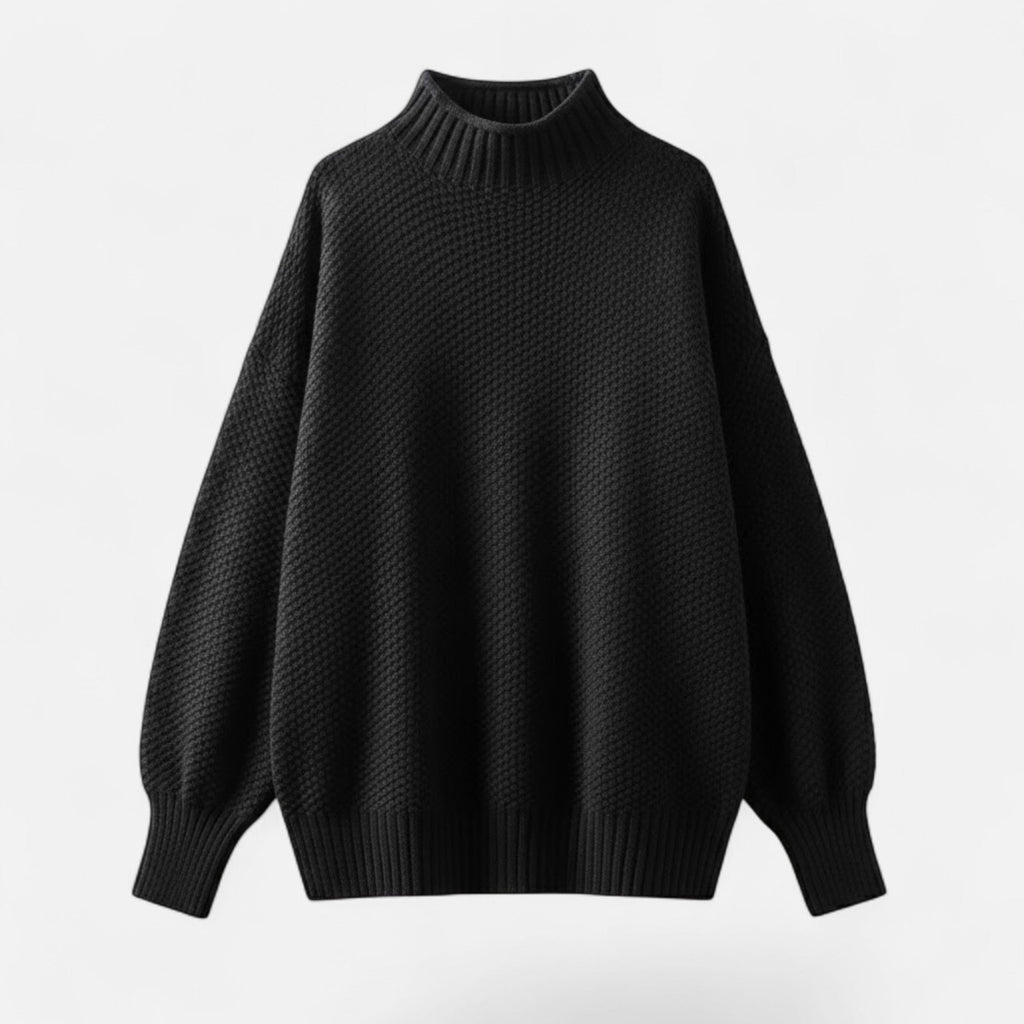 Women's Plus Size Loose Fit Mock Neck Knit Pullover