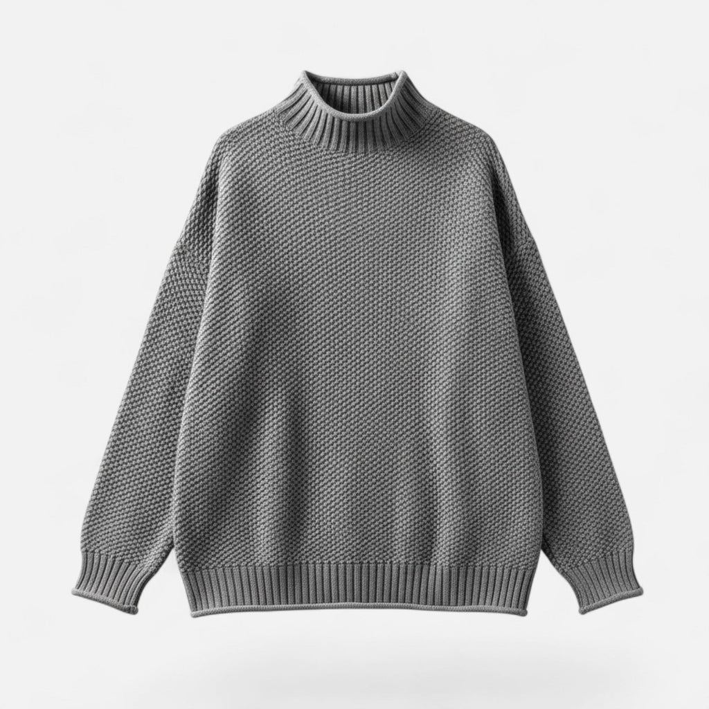 Women's Plus Size Loose Fit Mock Neck Knit Pullover