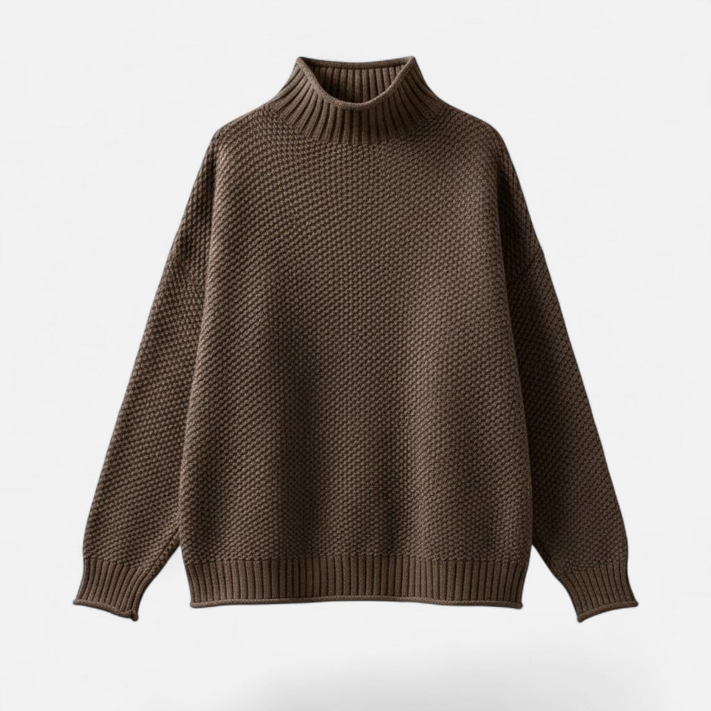 Women's Plus Size Loose Fit Mock Neck Knit Pullover