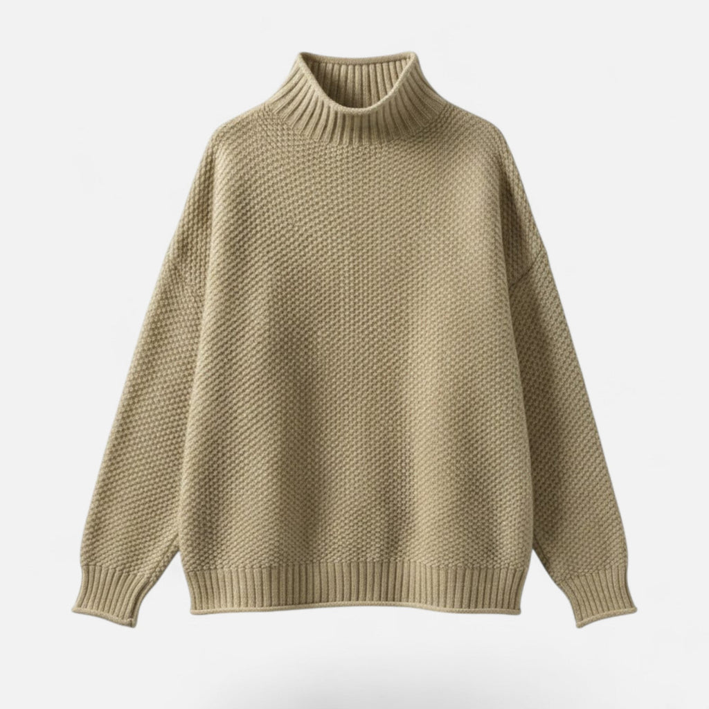 Women's Plus Size Loose Fit Mock Neck Knit Pullover