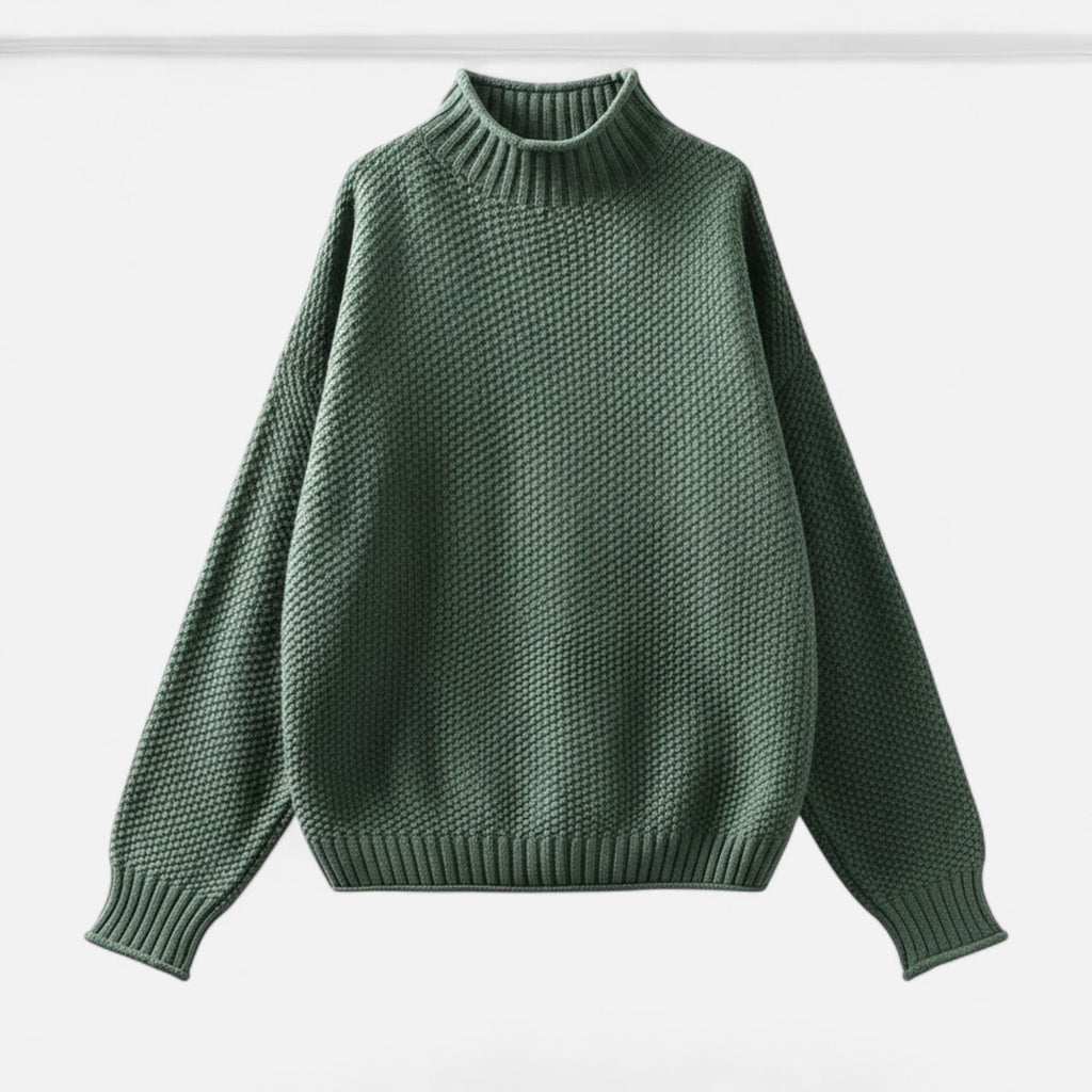 Women's Plus Size Loose Fit Mock Neck Knit Pullover