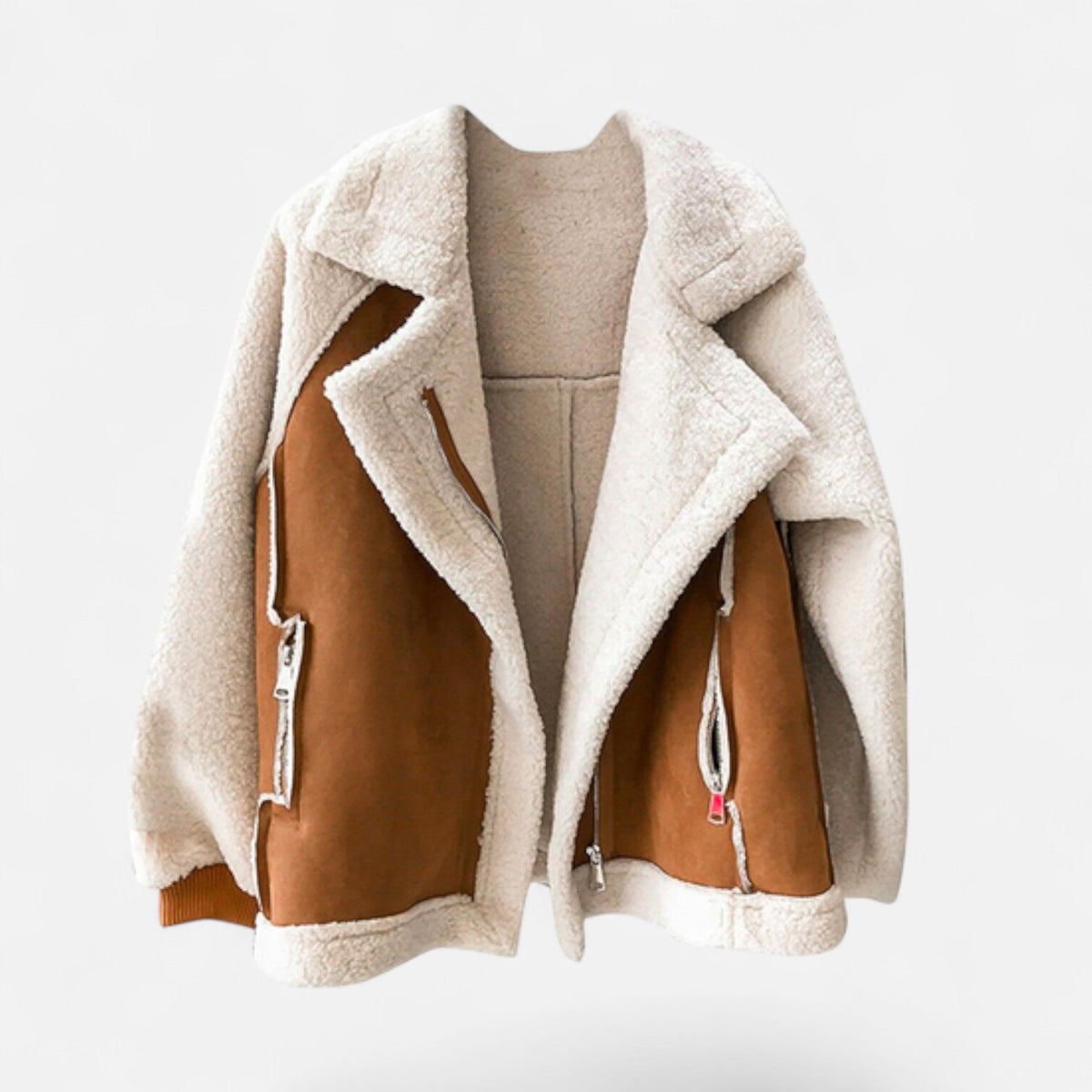 Women's Short Suede-Look Lamb Velvet Biker Jacket