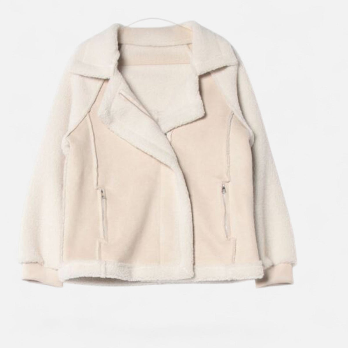 Women's Short Suede-Look Lamb Velvet Biker Jacket
