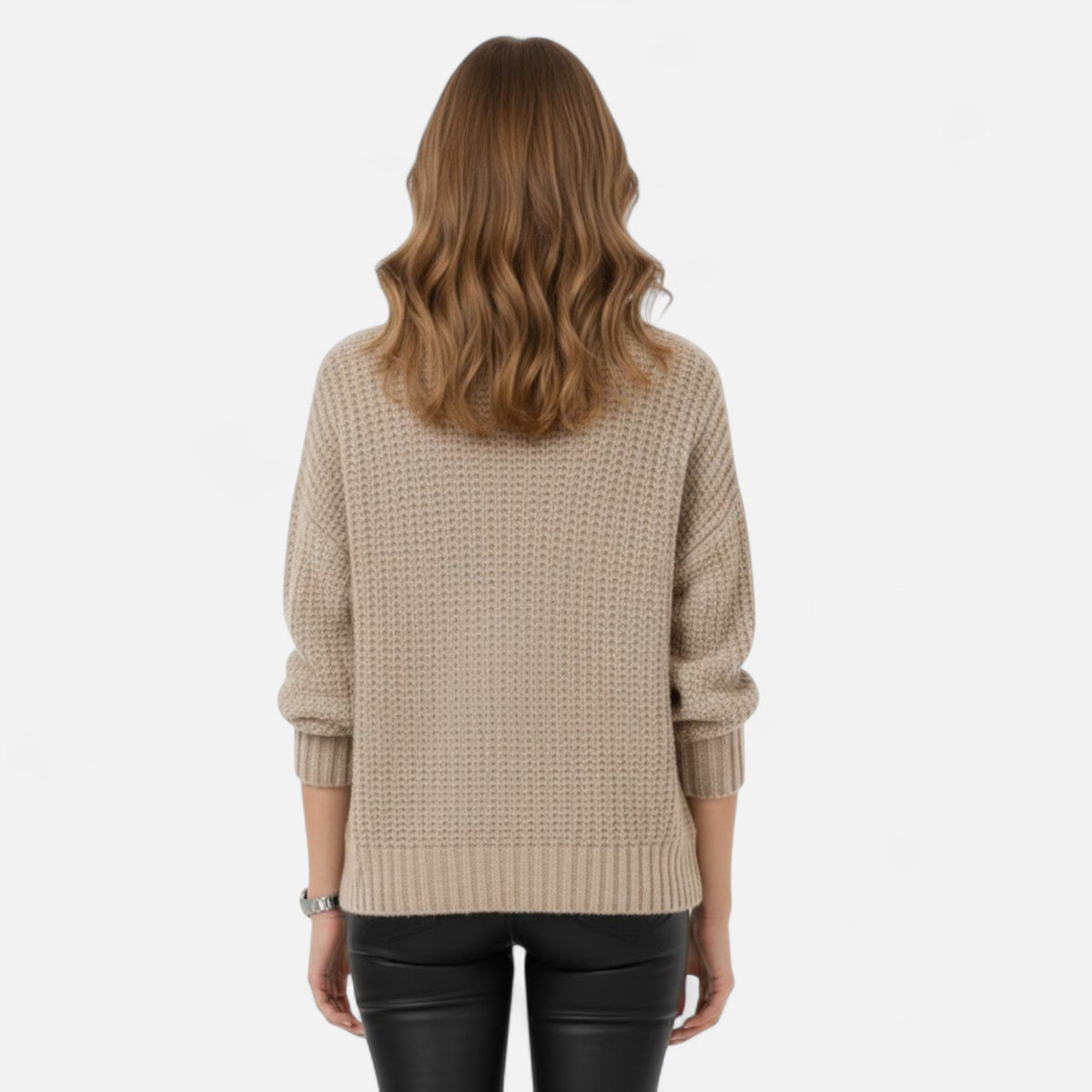 Women's Turtleneck Pullover in Wool-Blend Knit