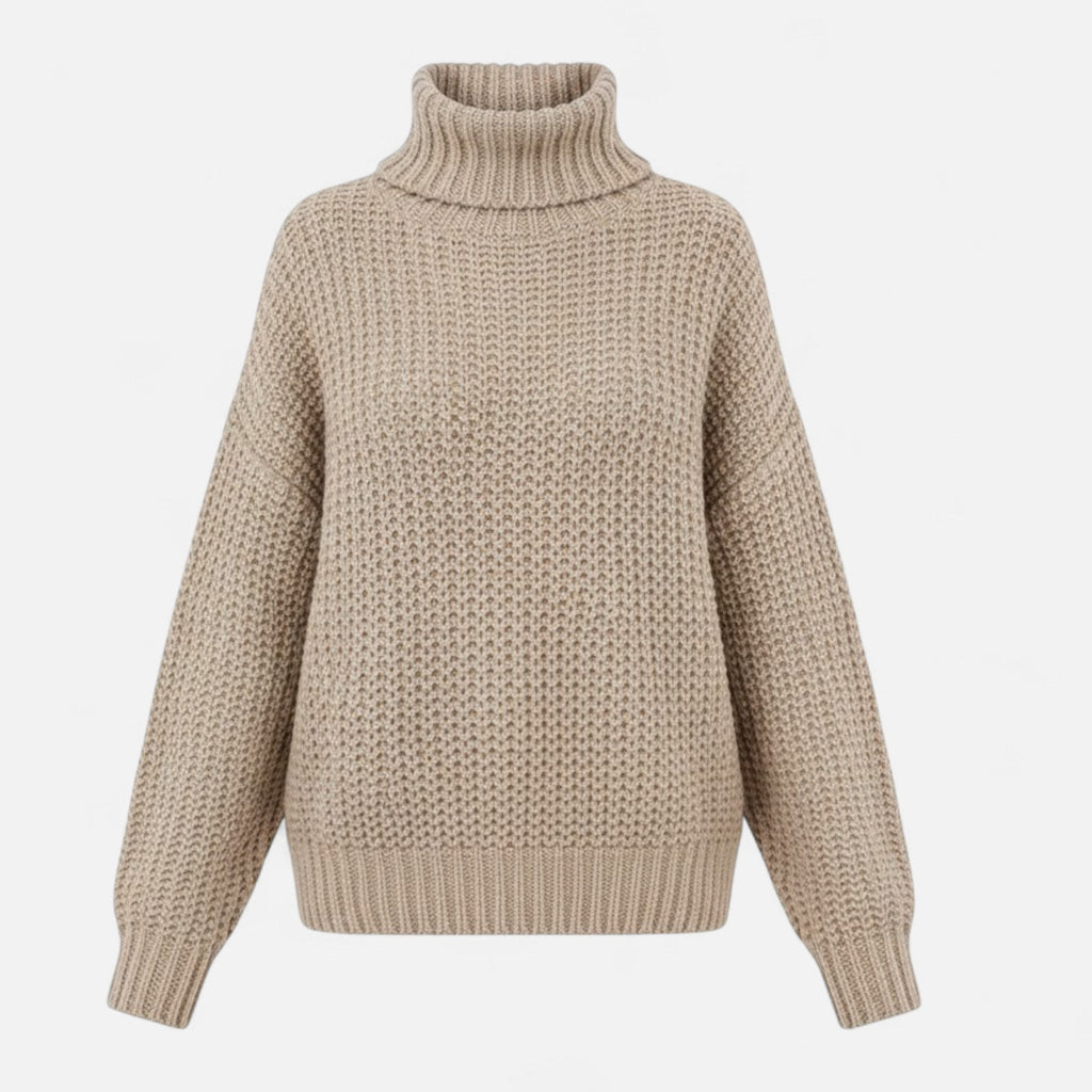 Women's Turtleneck Pullover in Wool-Blend Knit