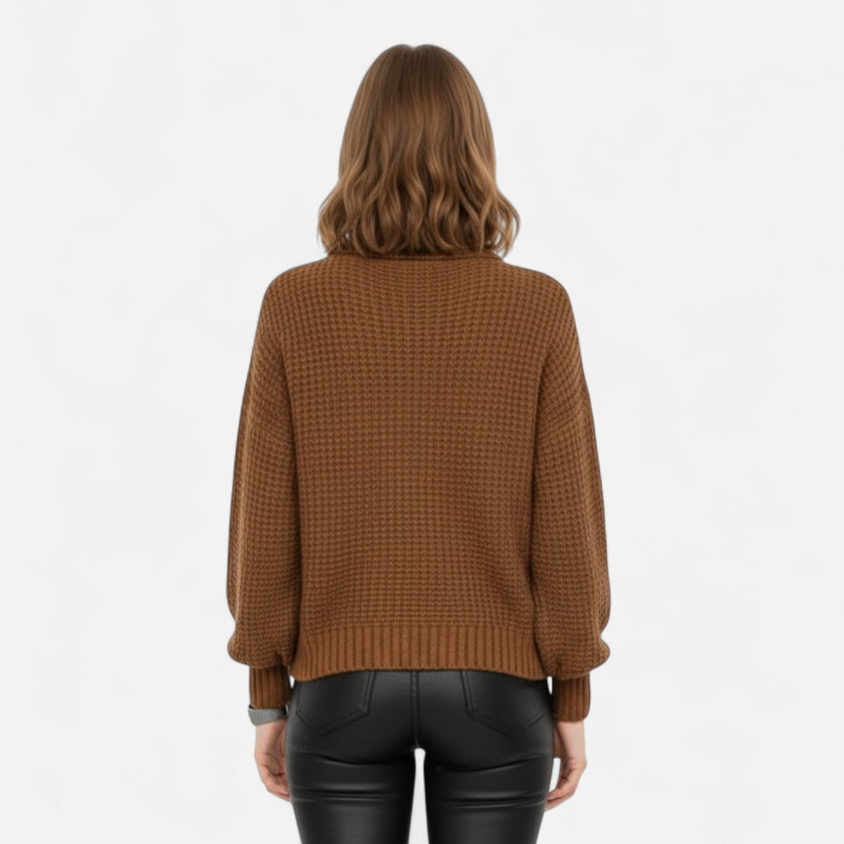 Women's Turtleneck Pullover in Wool-Blend Knit