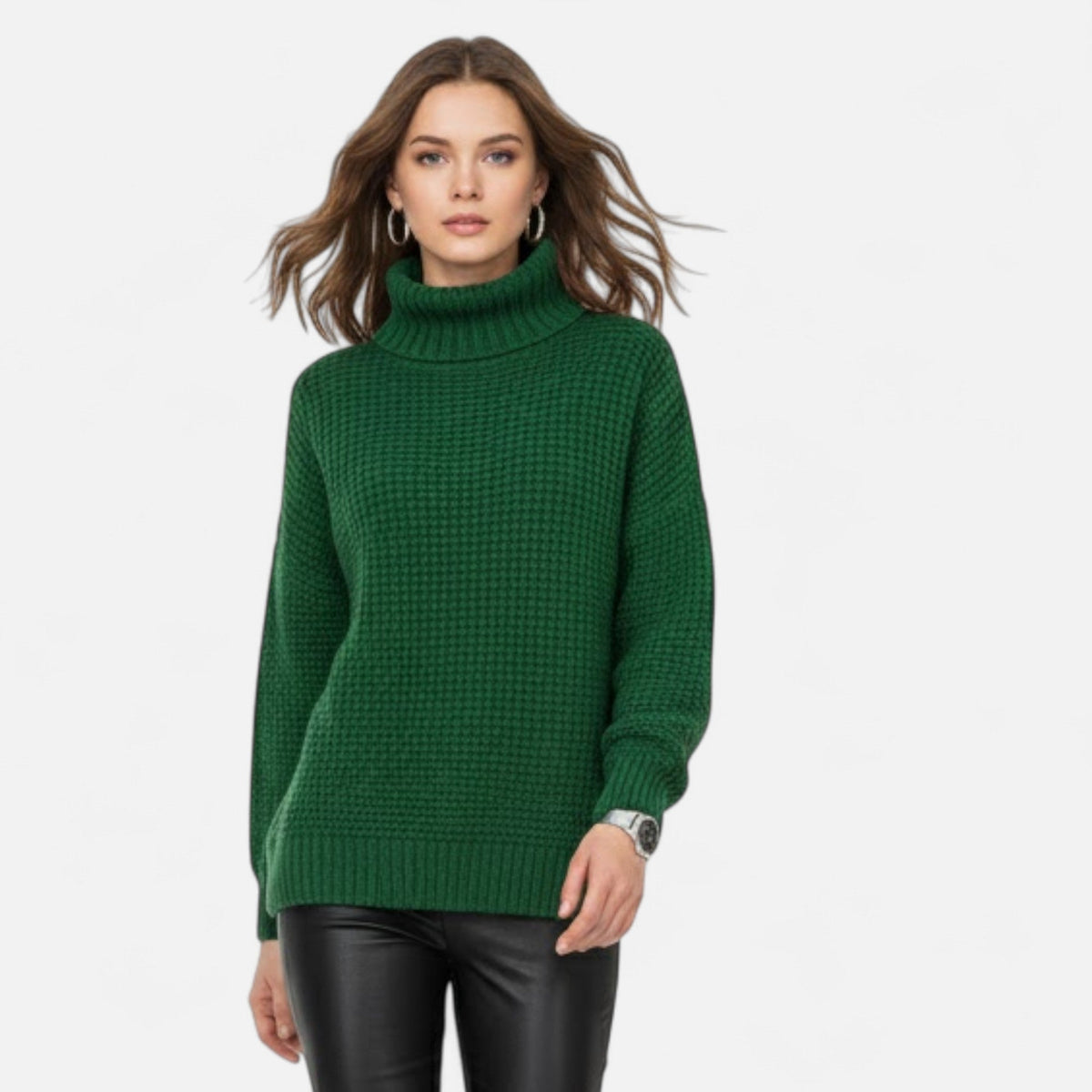 Women's Turtleneck Pullover in Wool-Blend Knit