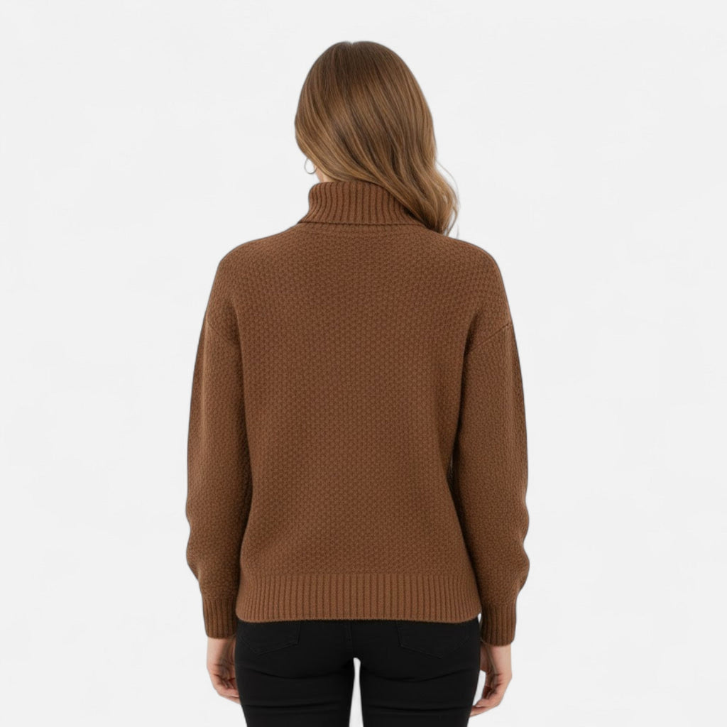 Women's Turtleneck Pullover in Wool-Blend Knit